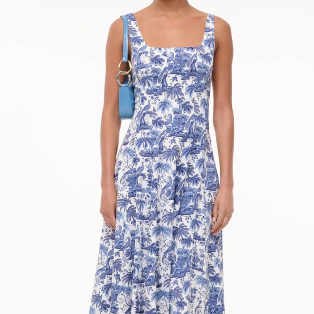 STAUD Wells Dress - Blue Toile